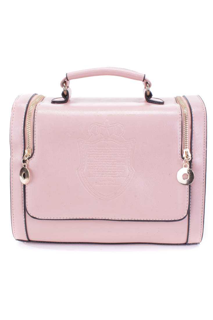 Peach Embossed Faux Leather Handbag