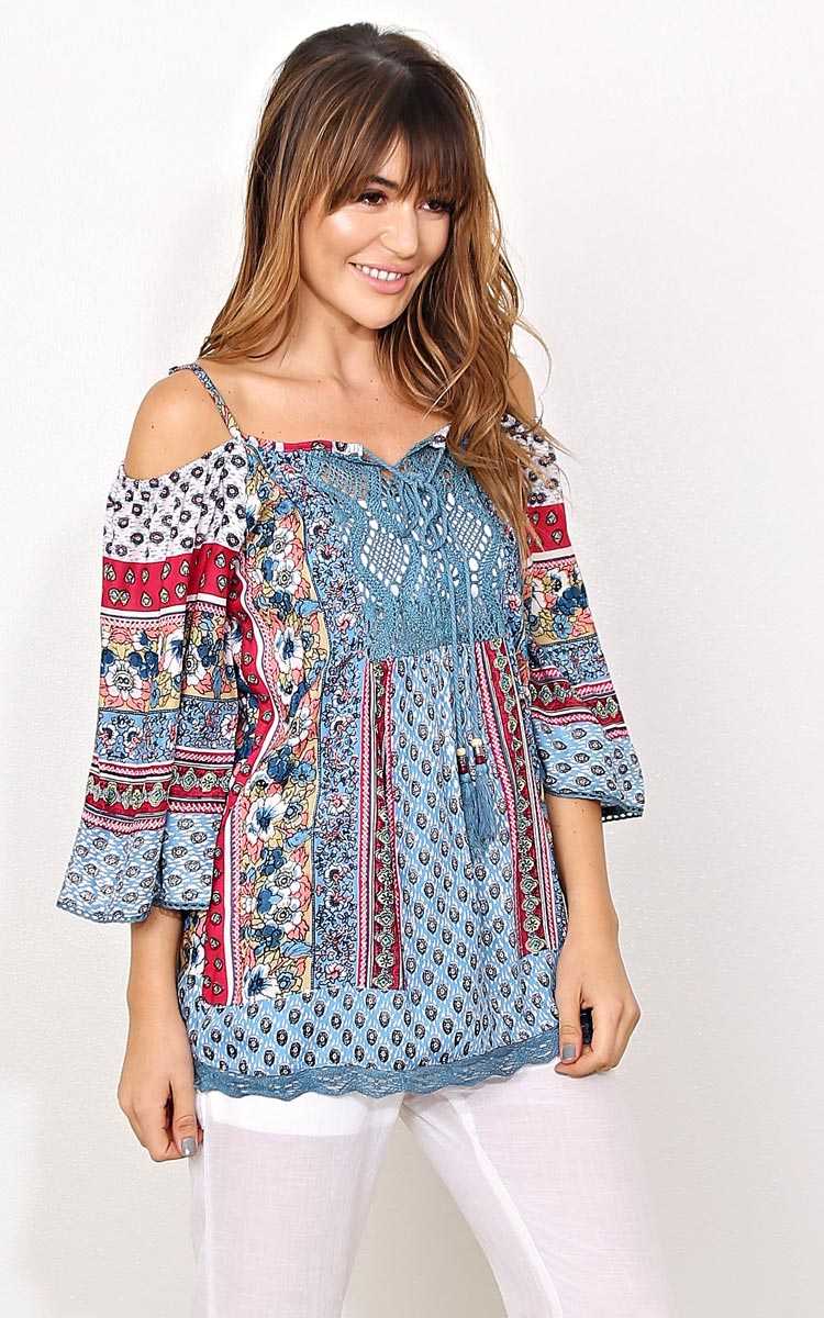 ANGIE Boho Bliss Woven Top - - Ivory Combo in Size by Styles For Less