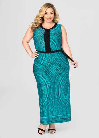 Tie Waist Printed Maxi Dress