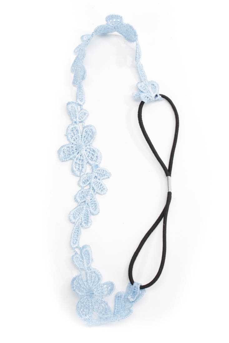 Baby Blue Elastic Floral Crochet Headband