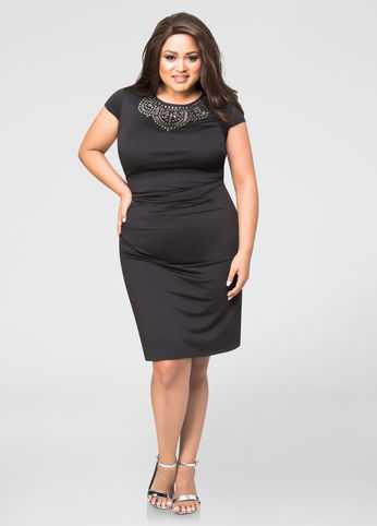 Ruched Stud Front Bodycon Dress