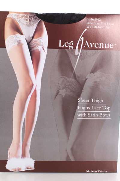 Black Sheer Thigh Highs Lace Top With Satin Bows