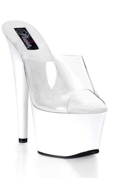 Clear White Slip On Platform High Heels