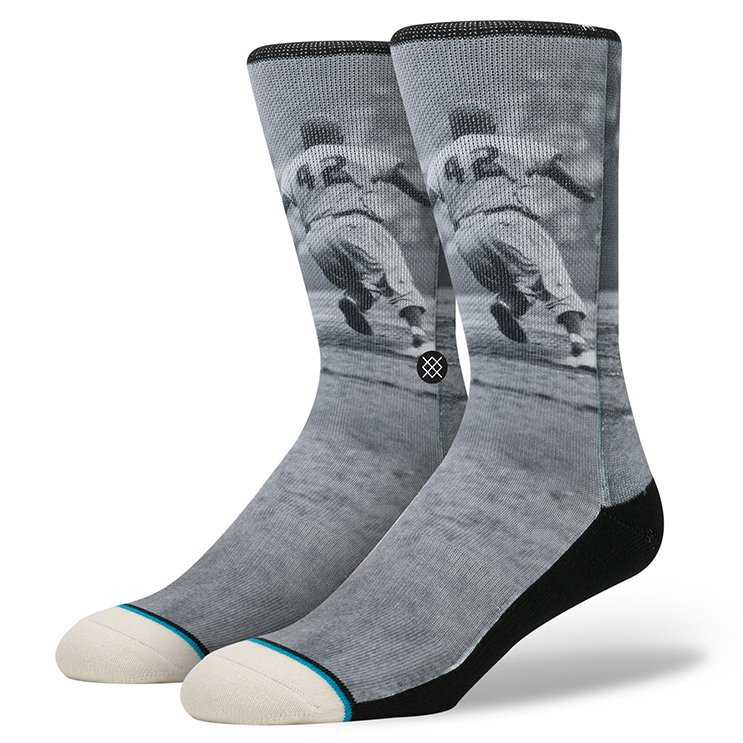 Stance Grounders BLK L JACKIE ROBINSON Socks