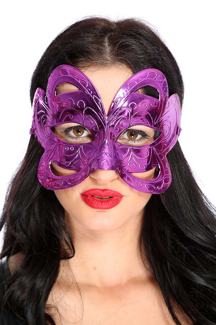 1 PC Purple Metallic Carve Textured Face Mask
