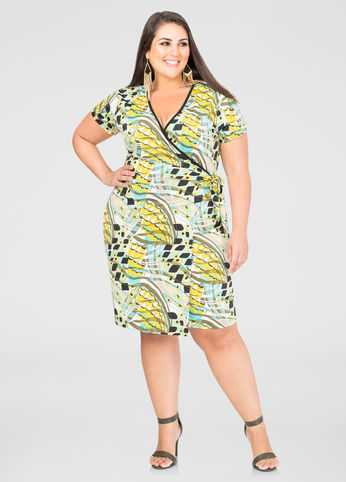 Geo Print Wrap Dress