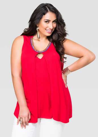 Tribal Embroidered Drape Top