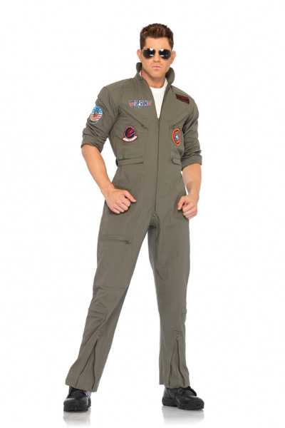 2pc Licensed Top Gun Mens Flight Suit Hasbro Costume