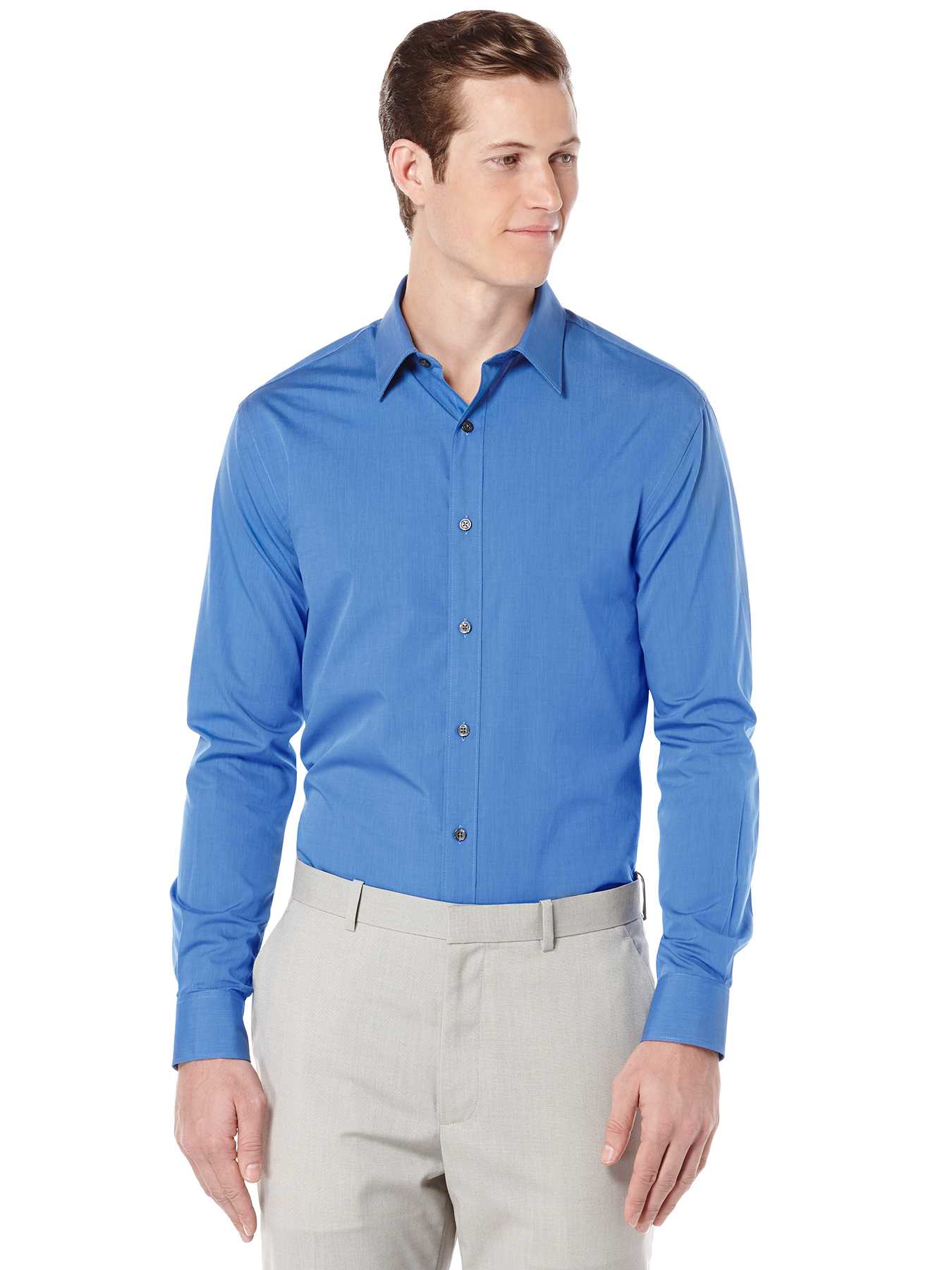Perry Ellis Slim Fit Long Sleeve Chambray Shirt