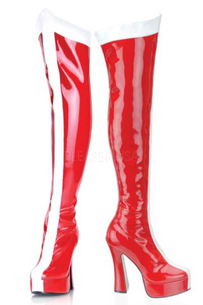 Red White Over The Knee Super Hero Boots