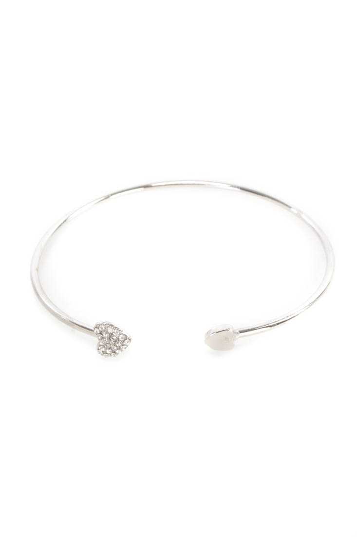 Silver High Polish Metal Heart Bracelet