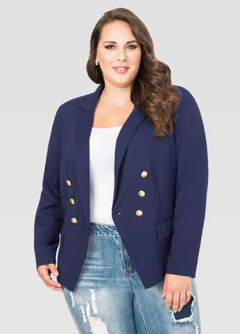 Gold Button Double Breasted Blazer