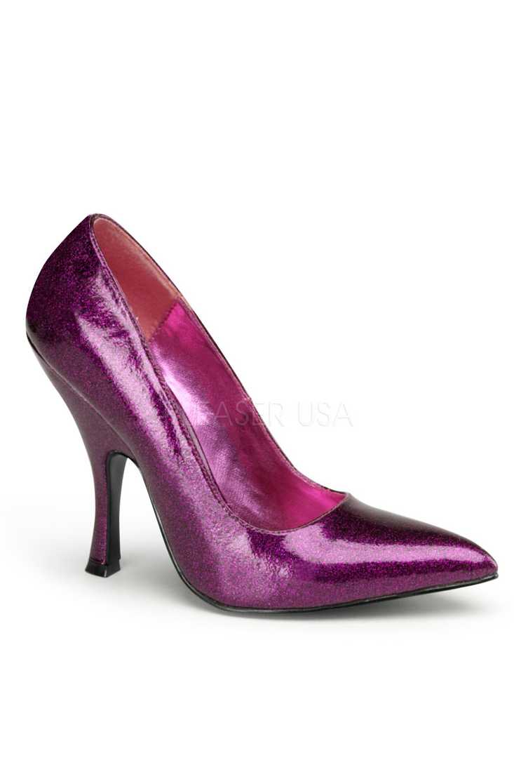 Fuchsia Pearlized Glitter Single Sole Pump High Heels Patent