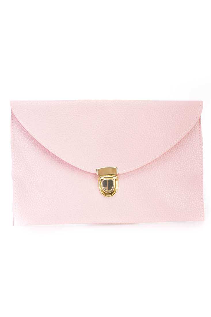 Pink Faux Leather Envelope Handbag