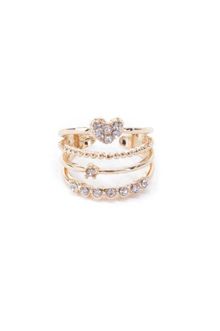 Gold High Polish Metal Stacked Ring