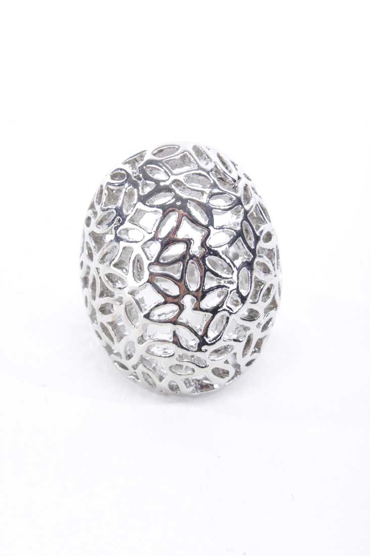 Silver Intricate High Polish Metal Ring
