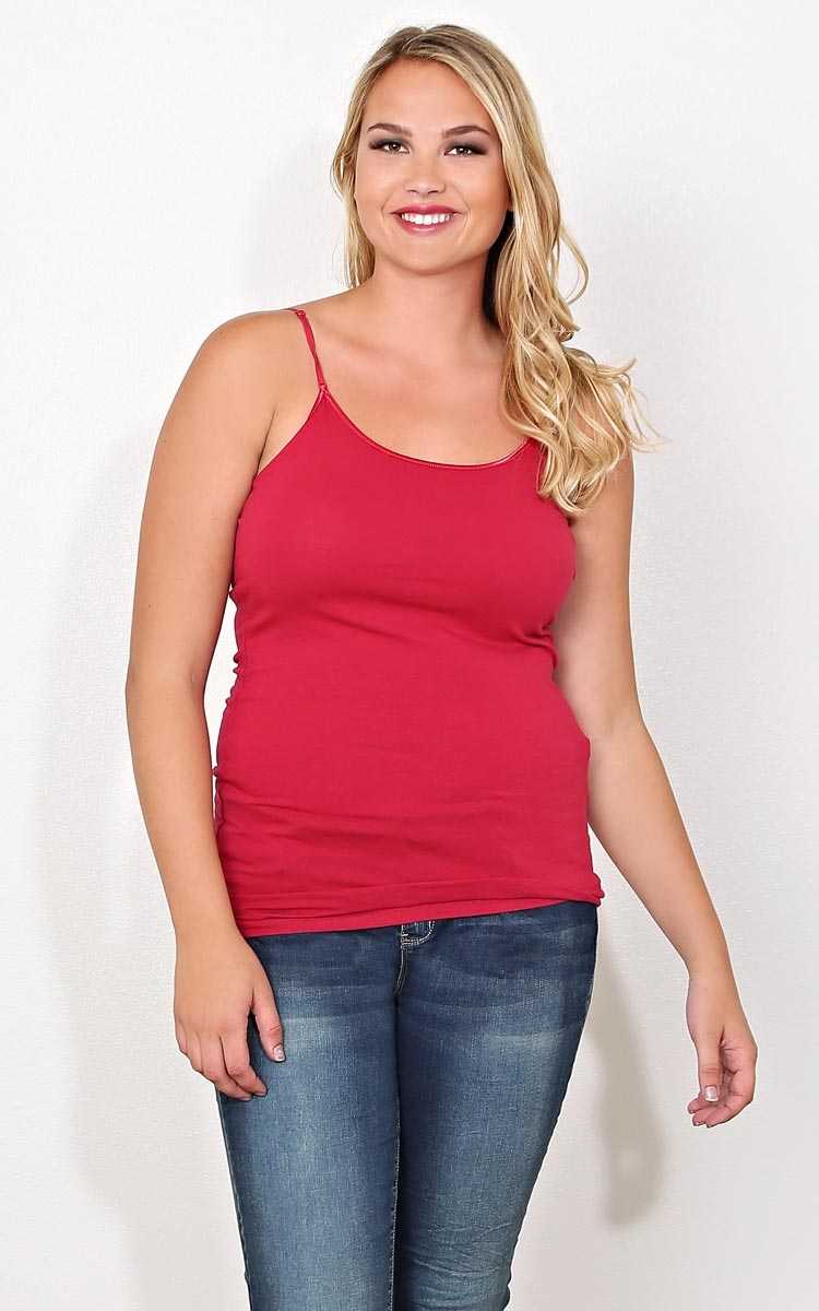 Plus Size Fall Staple Adjustable Cami - Burgundy in Size 2X by Styles For Less