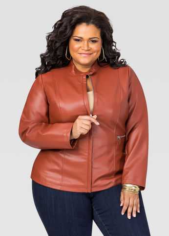 Faux Leather Peplum Jacket