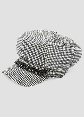 Houndstooth Chain Link Newsboy Cap