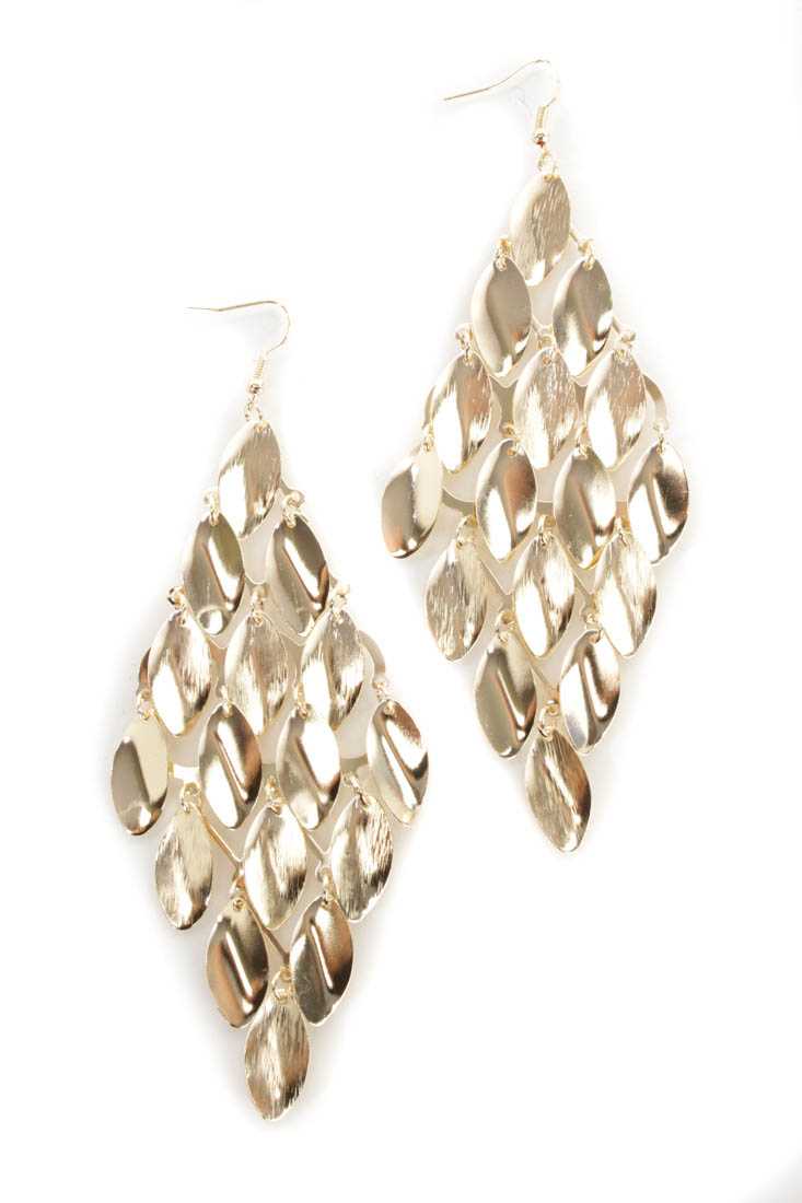 Gold Cascading High Polish Metal Earrings