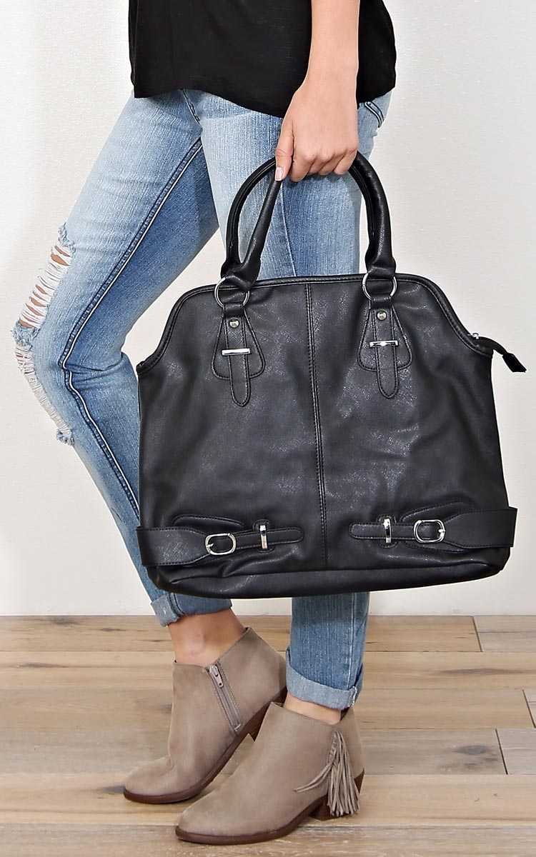 Buckle Down Handbag - N/S - Black by Styles For Less