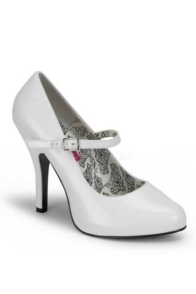 White Patent Faux Leather Maryjane High Heels