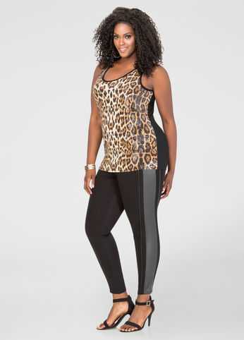 Faux Leather Skinny Ponte Pant