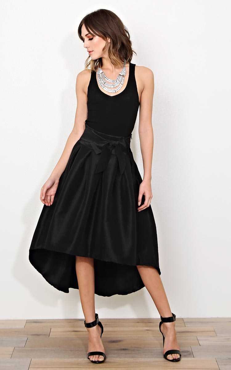 Scarlett Sateen Woven Skirt - SML - Black in Size Small by Styles For Less