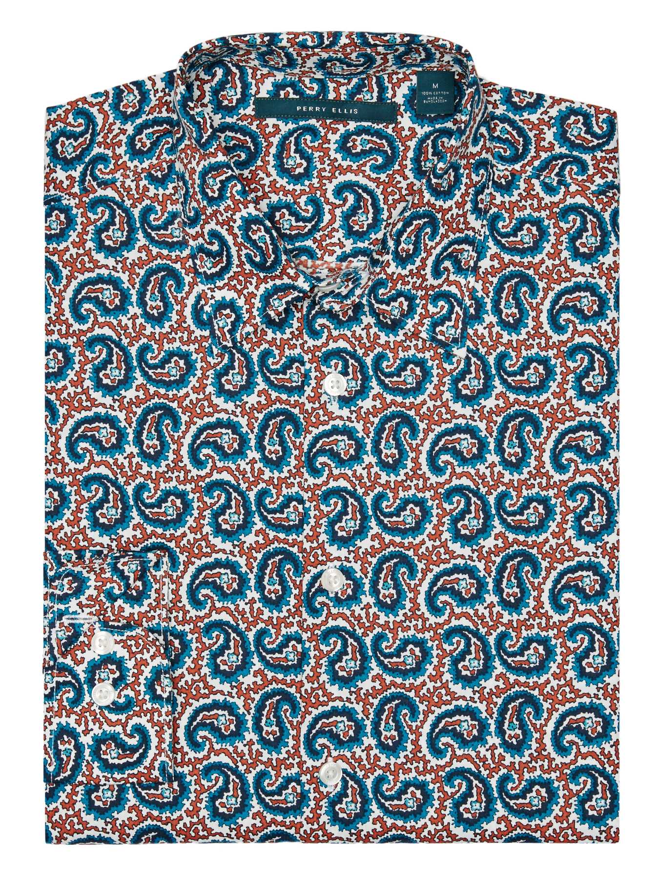 Perry Ellis Multicolor Paisley Print Shirt