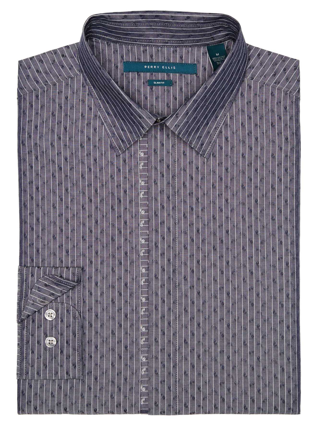 Perry Ellis Paisley Jacquard Fabric Shirt