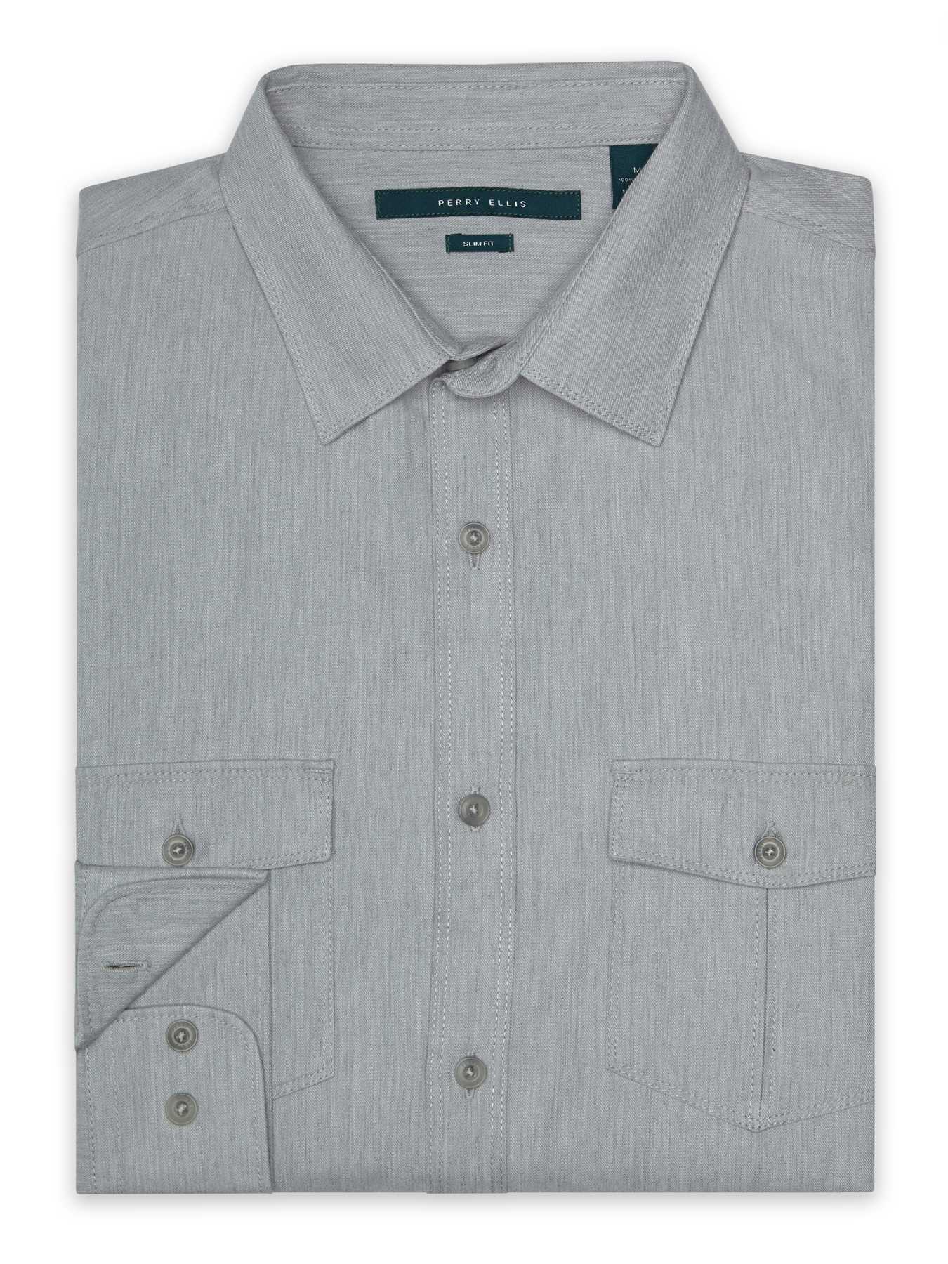 Perry Ellis Slim Fit Twill Heathered Shirt
