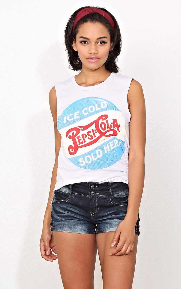 Pepsi Vintage Knit Muscle Tank - - Med Grey in Size by Styles For Less