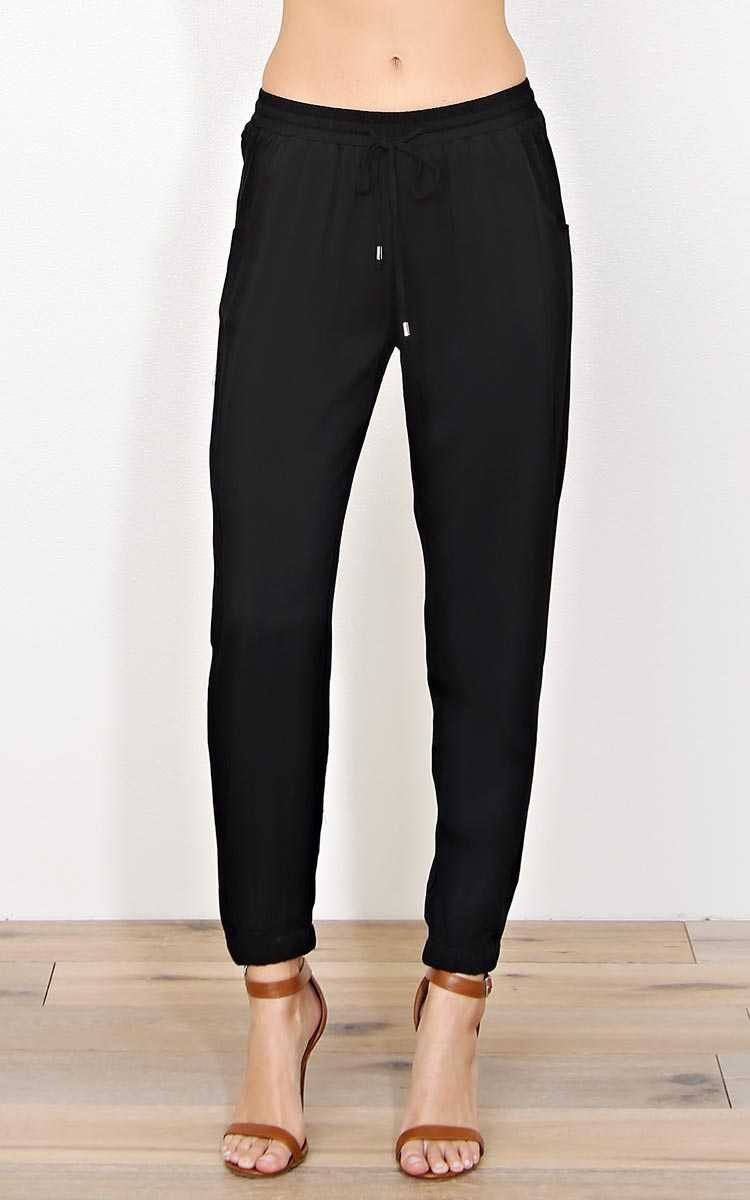 Black On The Run Woven Joggers - - Black in Size by Styles For Less