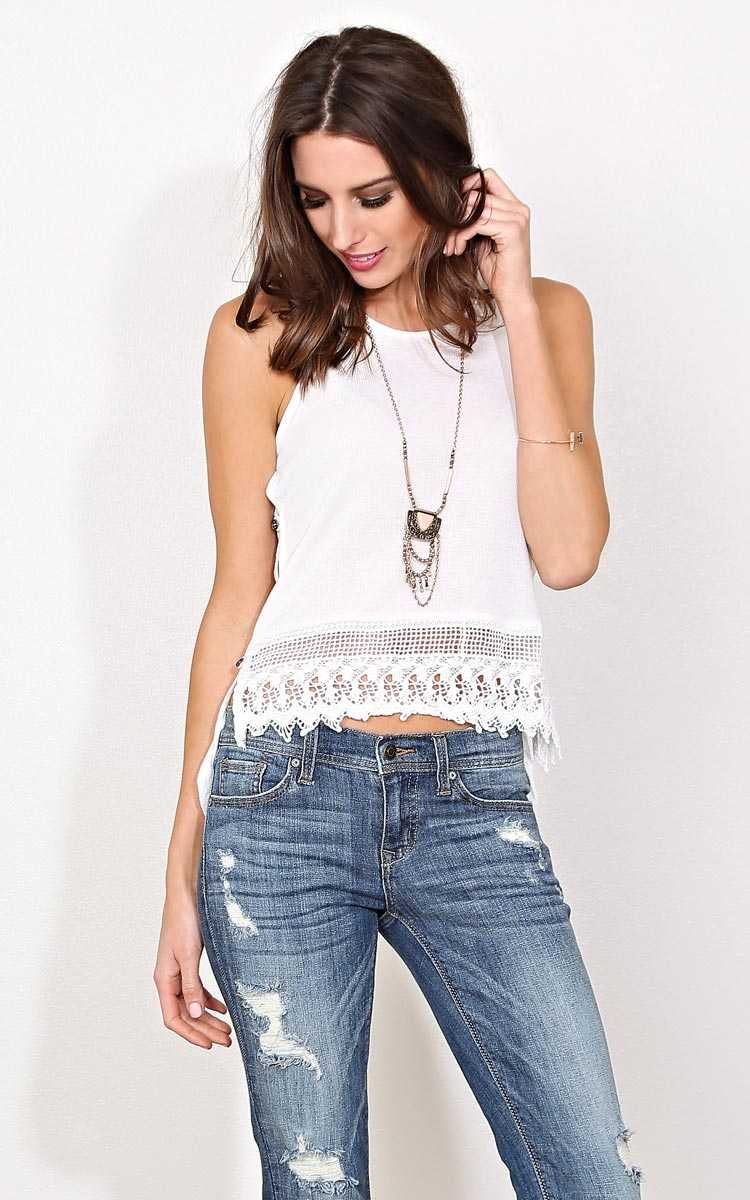 Spring Fling Rib Knit Tank - LGE - White in Size Large by Styles For Less