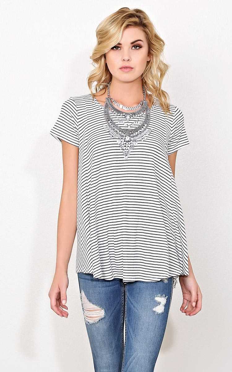 Kaylee Waffle Knit Top - LGE - Black Combo in Size Large by Styles For Less