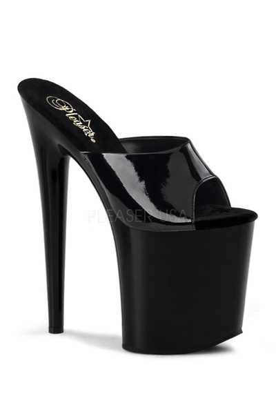 Black Patent Slip On Platform High Heels