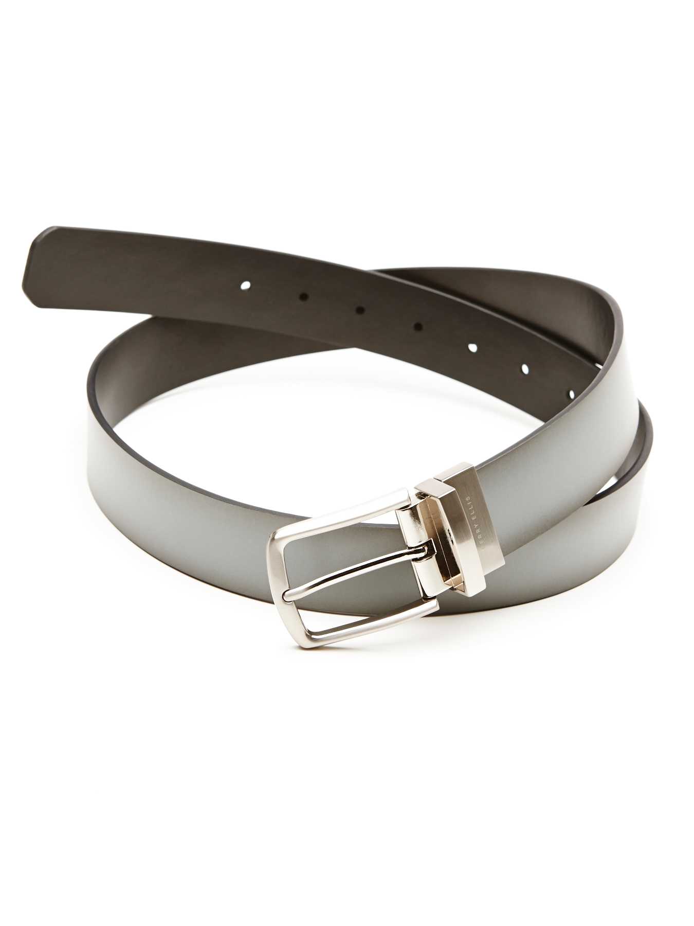 Perry Ellis Burnished Edge Reversible Leather Belt