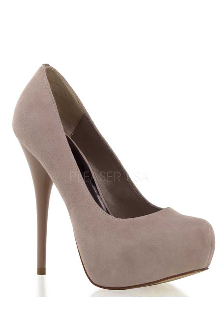 Blush Round Toe Platform High Heels Pumps Faux Suede