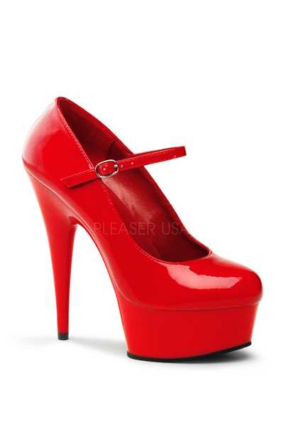 Red Patent Faux Leather Maryjane High Heels