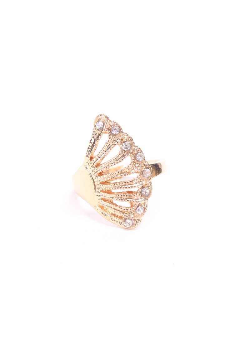 Gold High Polish Metal Perforated Wing Ring