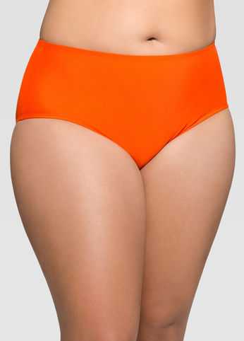 Solid Tangerine High Waist Bikini Bottom
