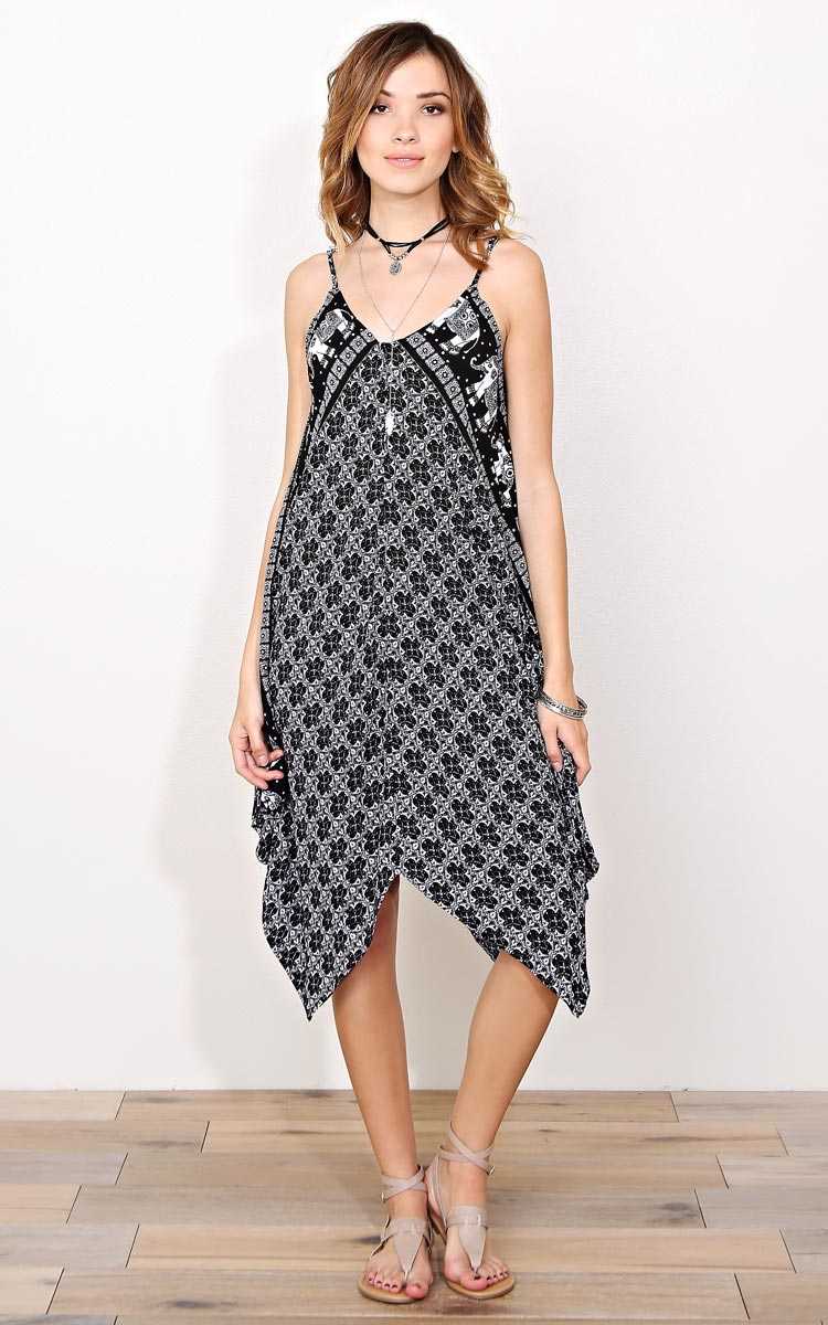 Koa Woven Handkerchief Dress - - Black/White in Size by Styles For Less