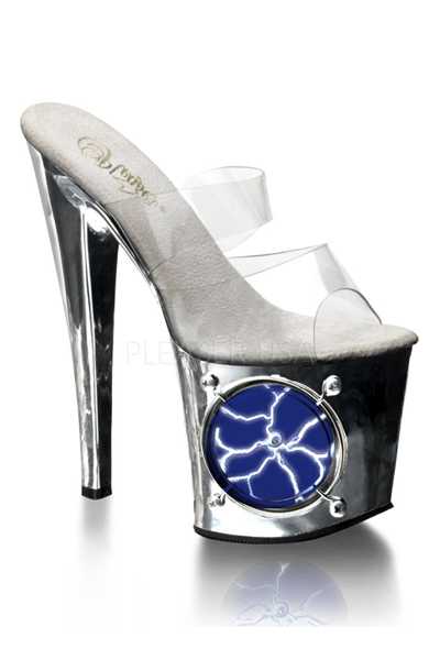 Clear Silver White Light UV Strobe High Heels
