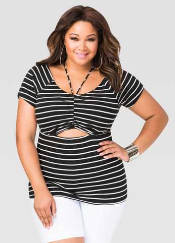 Striped Cut-Out Tee