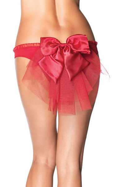 Wine Bow Back Tulle Accent Panty