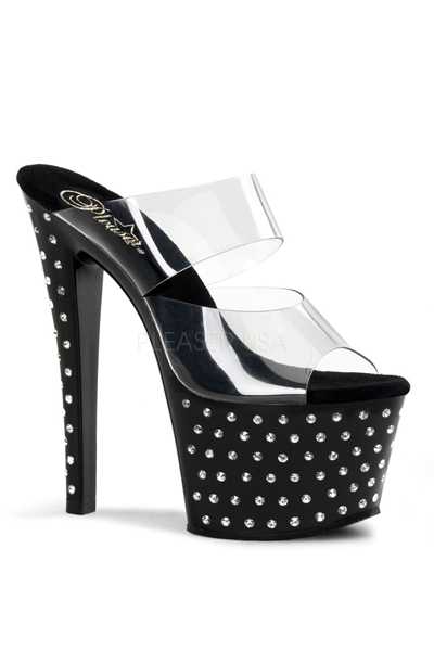 Clear Black Rhinestone Platform High Heels