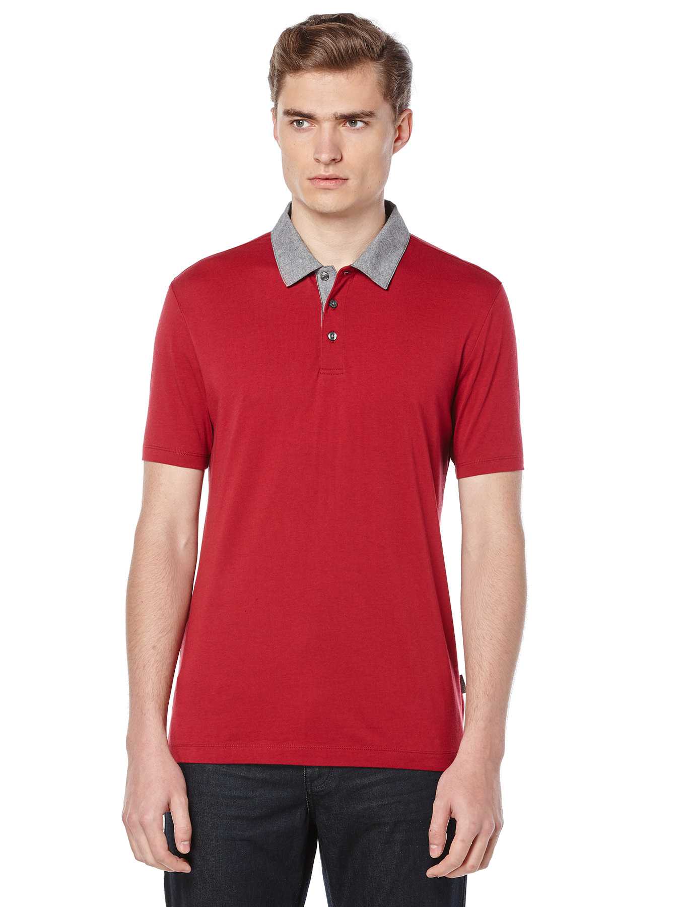 Perry Ellis Short Sleeve Oxford Collar Polo