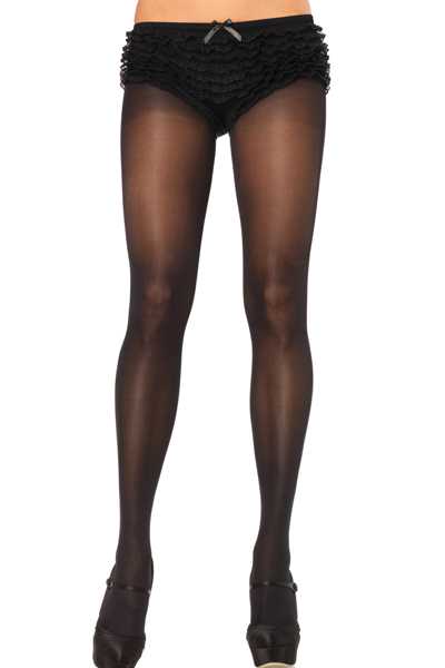 Black Opaque Sheer Cotton Tights
