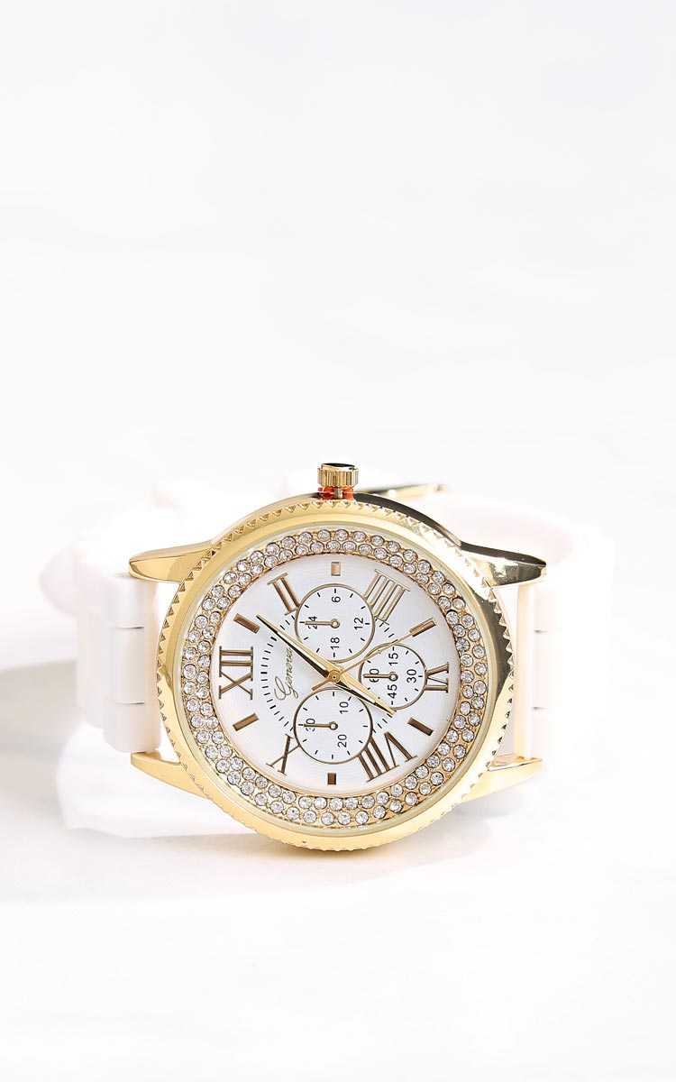 Don't Forget Rhinestone Watch - N/S - White by Styles For Less