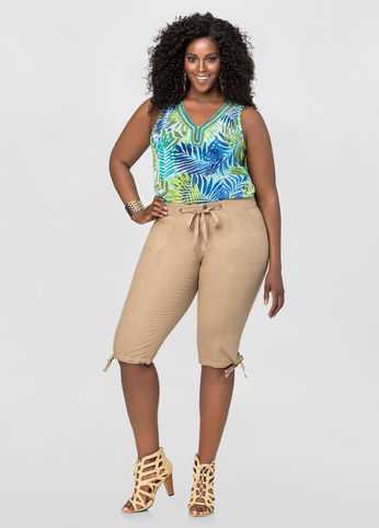 Drawstring Linen Capri